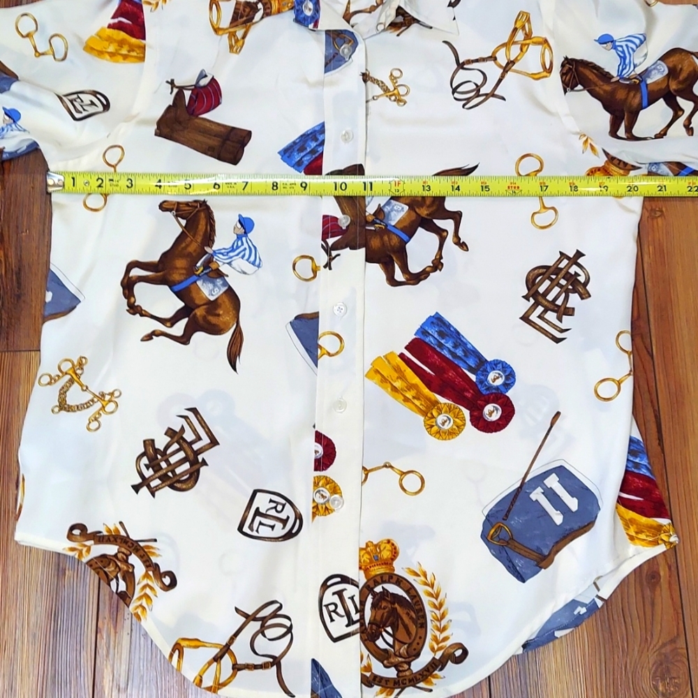 🚫SOLD🚫Vintage Lauren Ralph Lauren 100%SILK RL Horse Head Jockey Shirt Size 10P - Picture 7 of 10